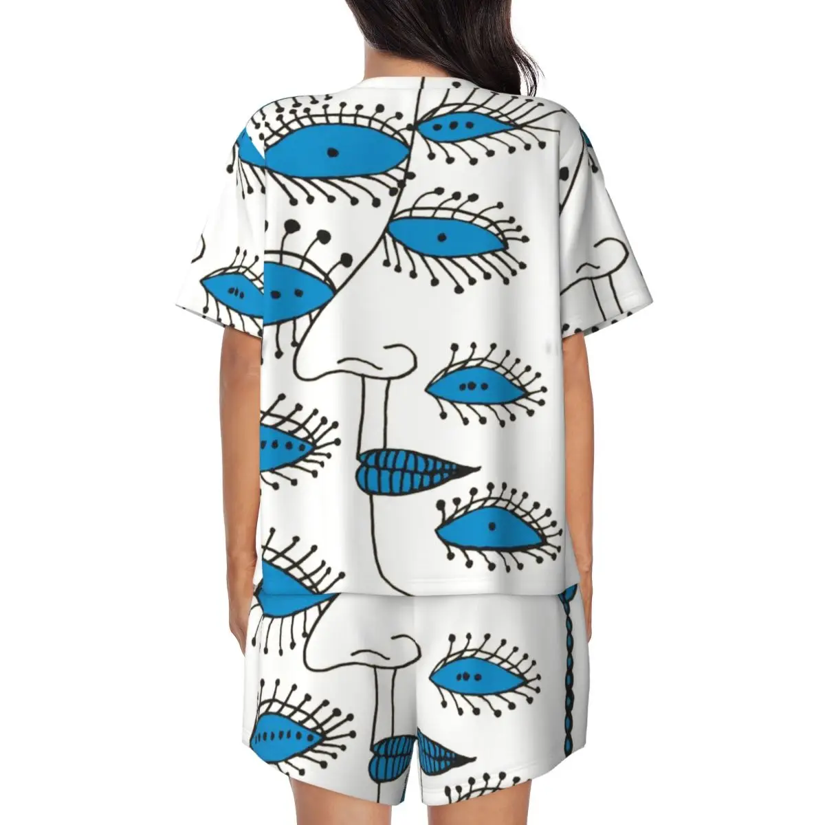 Yayoi Kusama Abstract Painting Round Neck Short Sleeve Nightgowns for Sleeping Sleepshirts Women Soft Pajama Set Short Pants