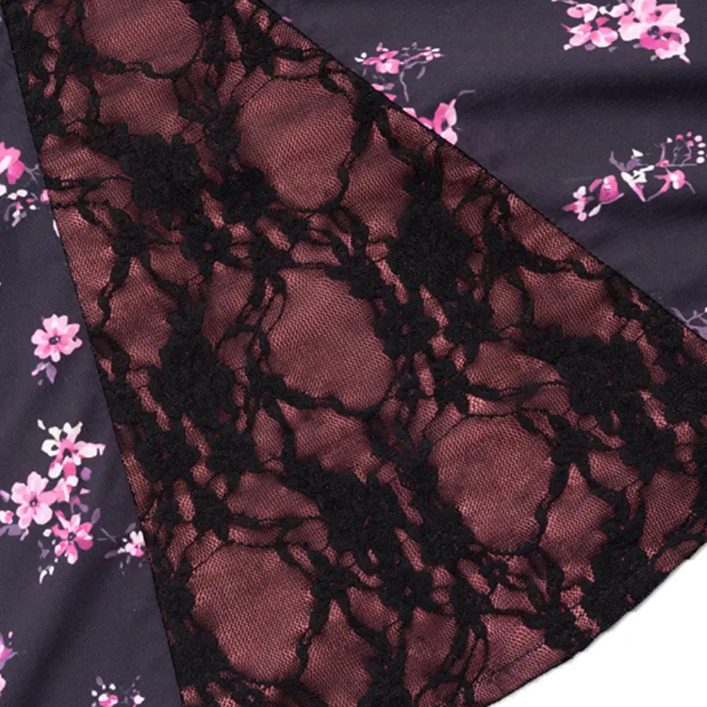 Nikki Cosplay Obsession Costume Women Black‑Pink Floral Midi Dress Outfit Disguise Temporary Tattoo Stickers Halloween Carnival view 5