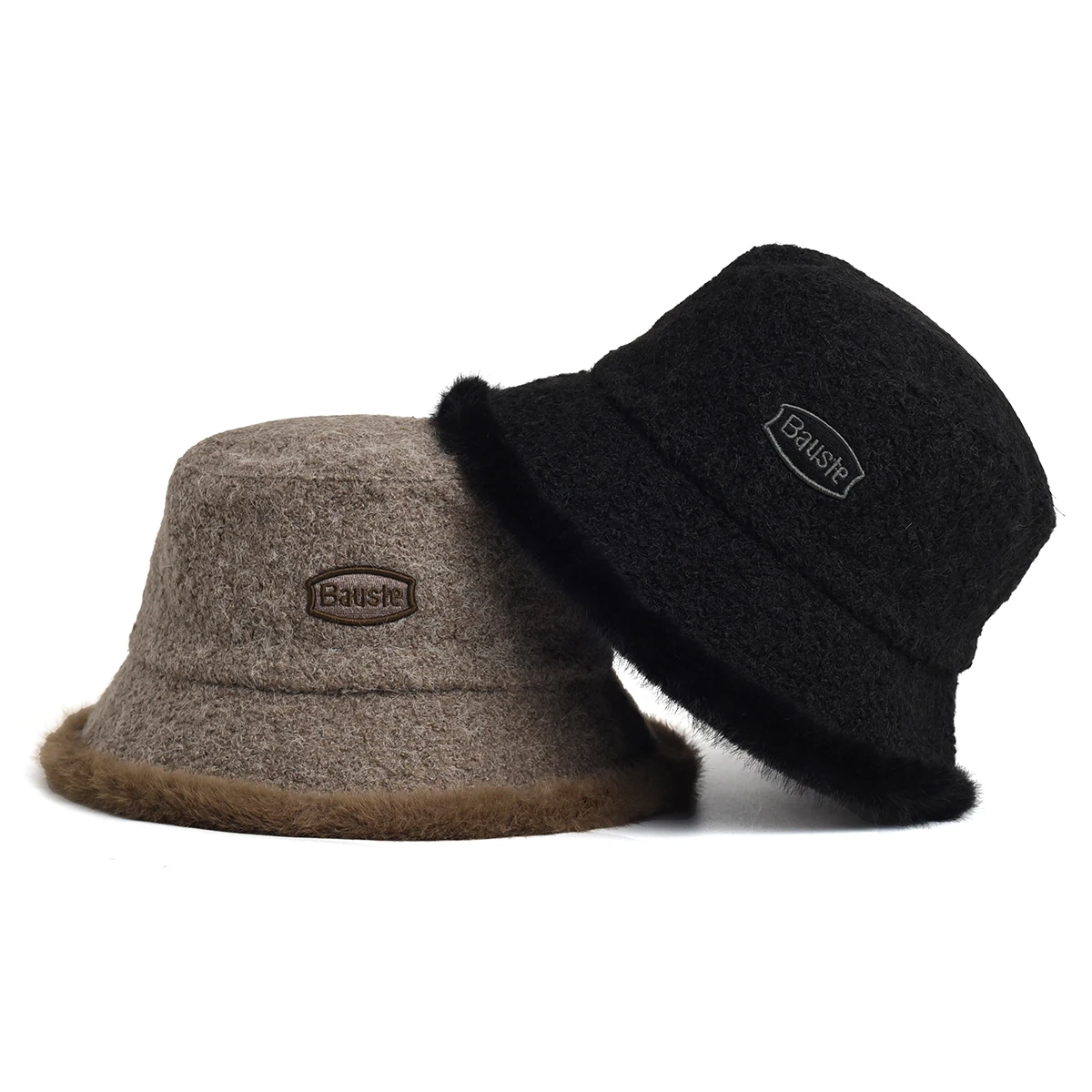 

Women Winter Bucket Hat, British Style Fisherman Hat with Fluffy Fur Edge, Warm Fleece Outdoor Cap for Autumn Winter