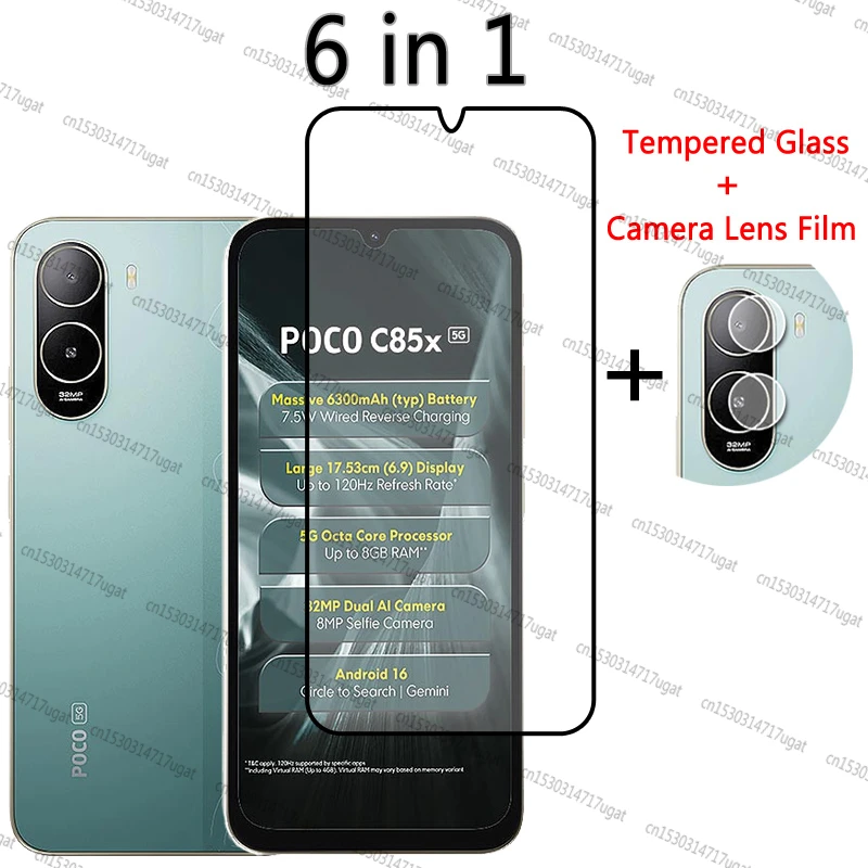 

Защитное стекло Full Cover для Xiaomi Poco C85x, пленка для камеры, защитное стекло для Poco C85x, 6.9 дюйма