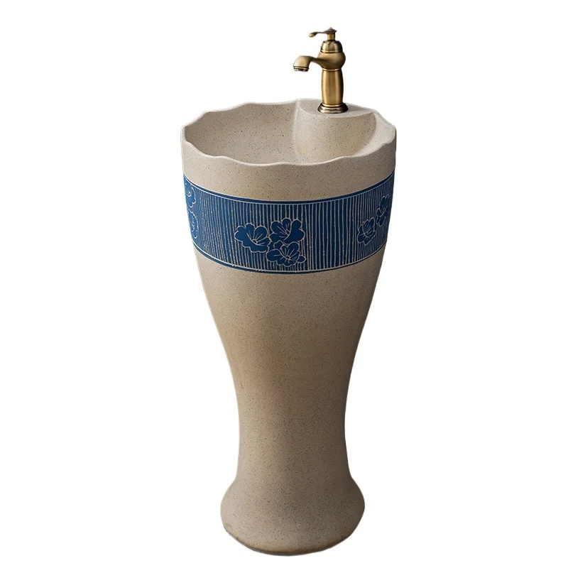 

Floor-to-ceiling column basin Integrated balcony Outdoor wash basin Pool Household Ceramic column basin