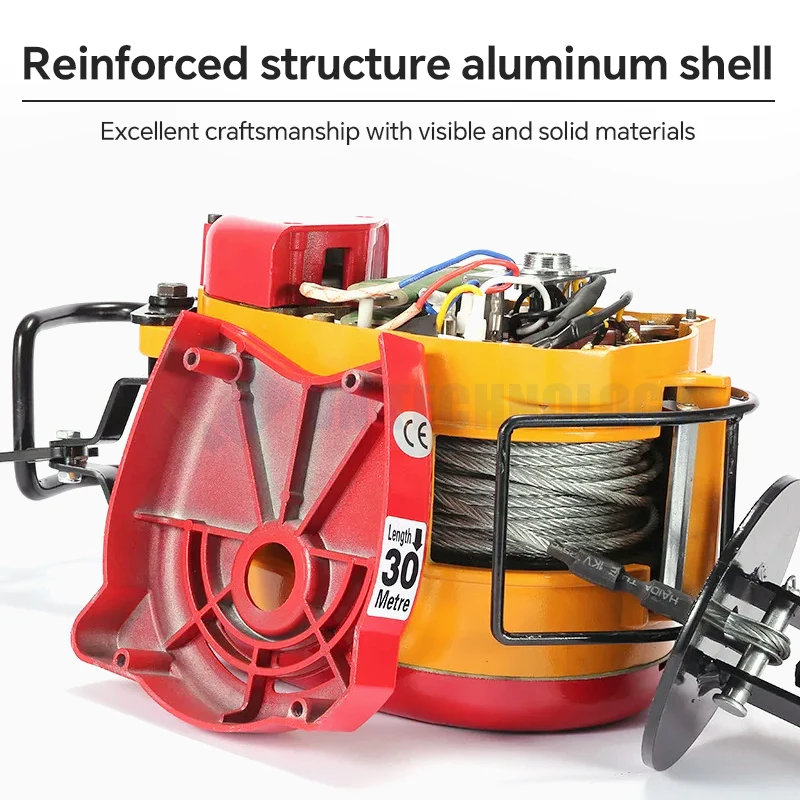 Электрическая лебедка 1100lb подъемник 98ft/30m, электрическая лебедка с 6мм стальным тросом, проводное управление и беспроводной пульт