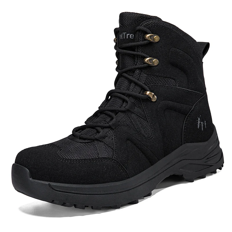 Outdoor Trekking Hiking Boots for Men Wear Resistant Anti Slip Tactical Boots High Top Combat Sneakers Breathable Work Boots