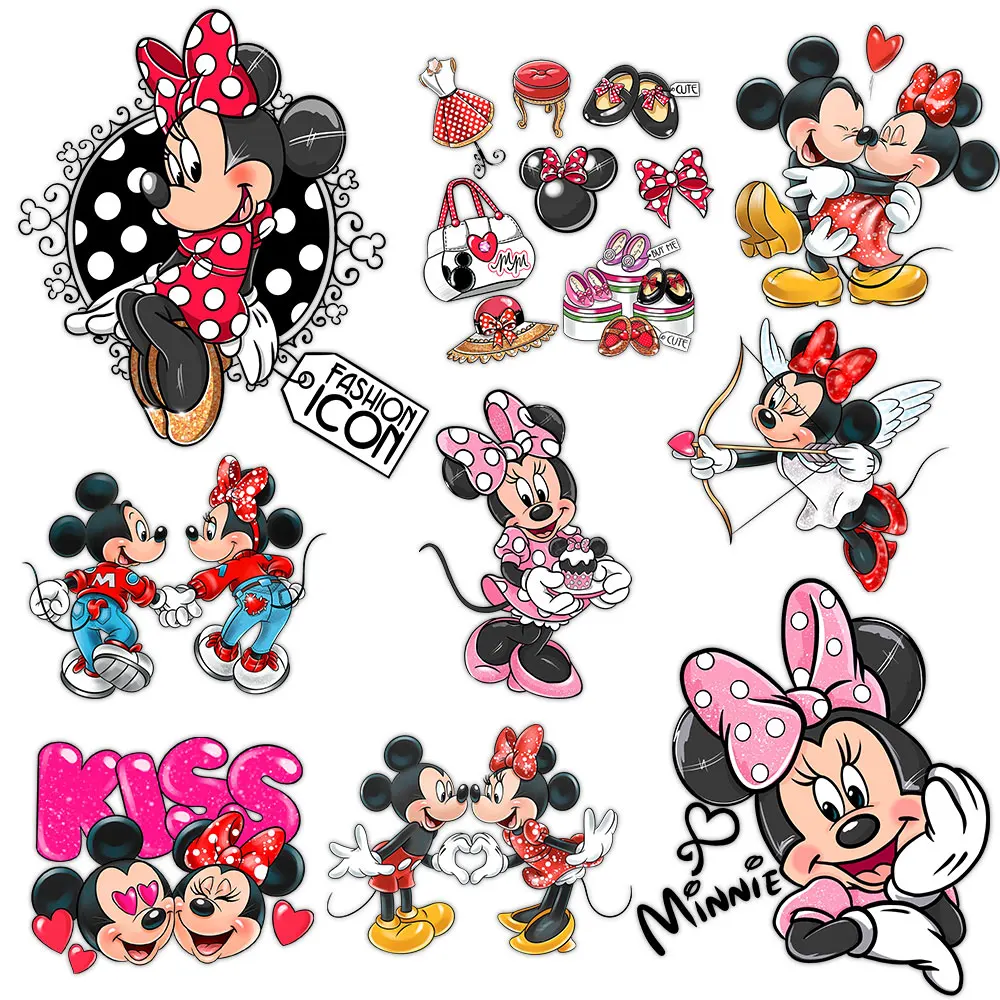 

Love Minnie Valentine's Day Heat transfer prints Iron on Decals for Clothes Tshirts Thermal Transfer stickers