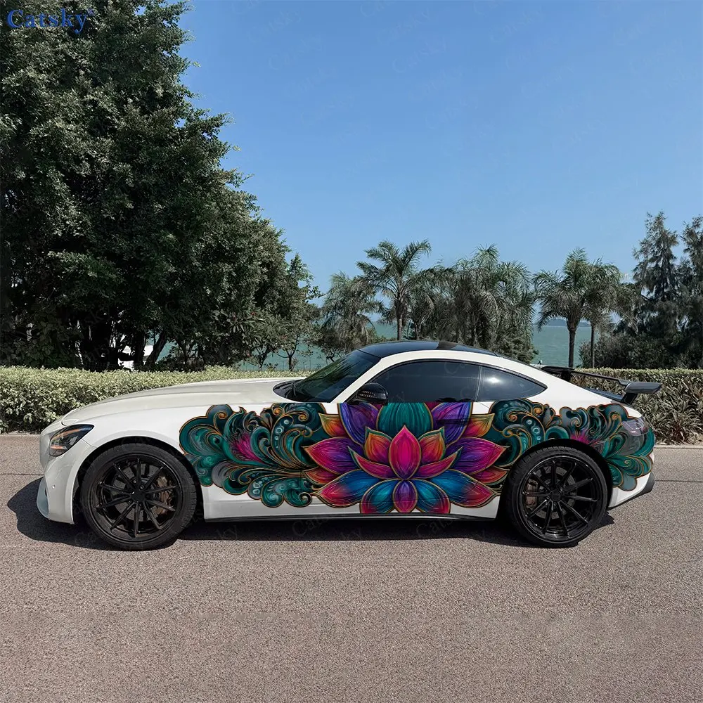 2pcs Colorful Intertwined Vine Car Side Wraps, Self-Adhesive PVC Waterproof & Scratch-Resistant Stickers, Car Accessory Gift