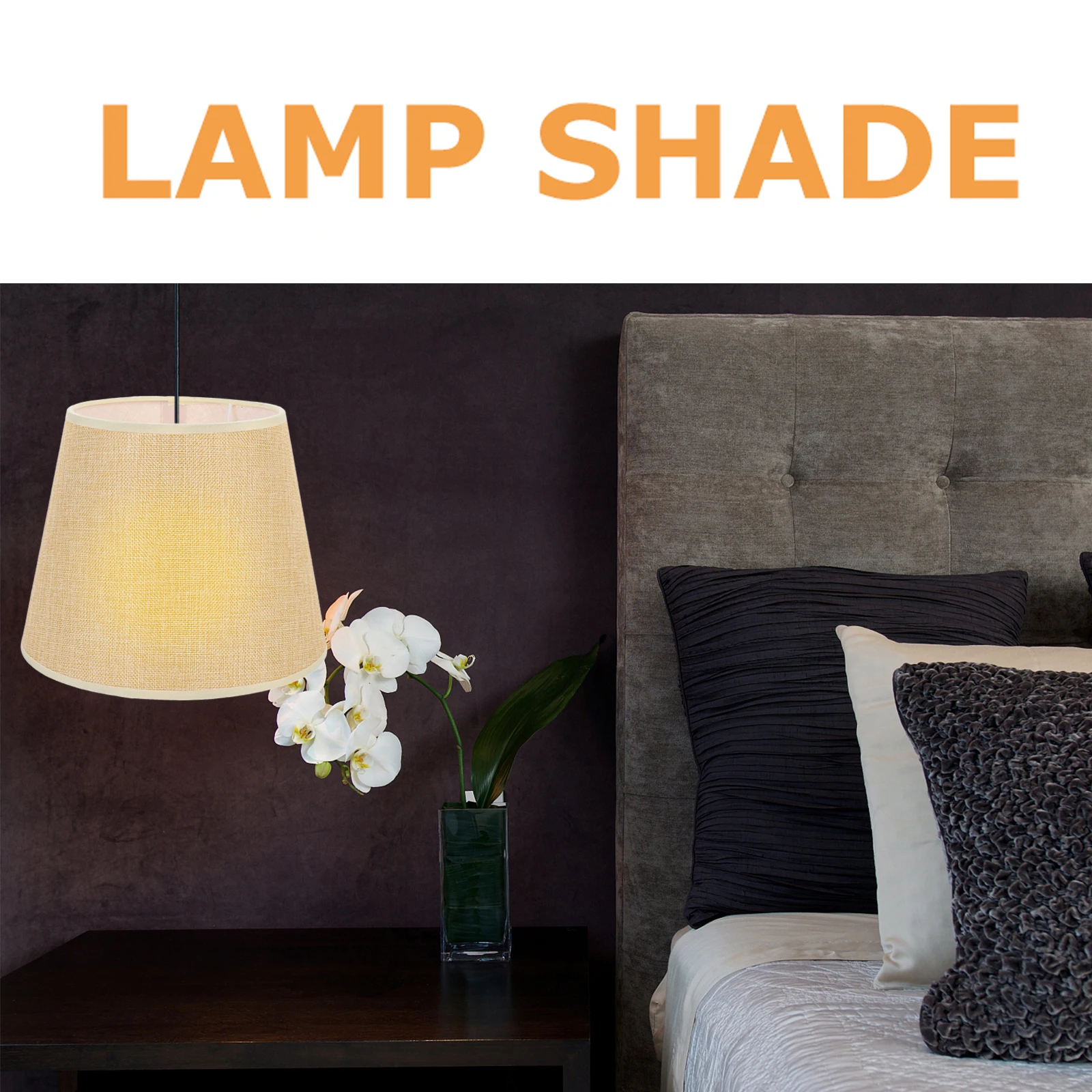

Fabric Lampshade Housing 19cm Round Velvet Beige Table Wall Floor Lamp Cover Cloth Light Protector Shades Warm Atmosphere