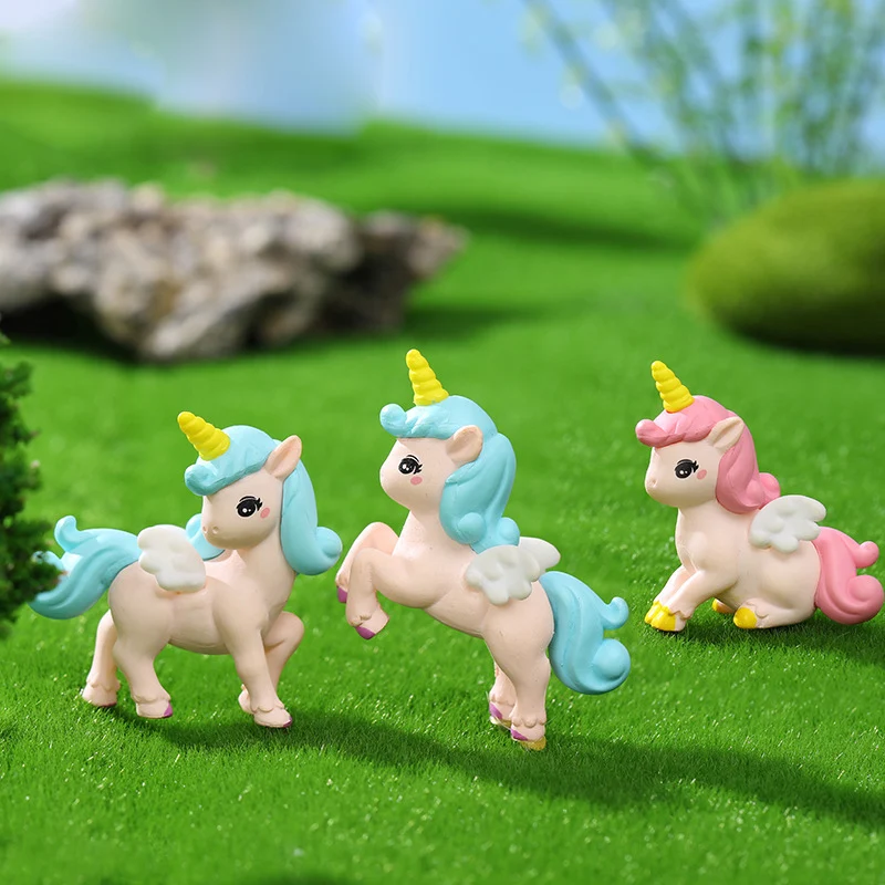 4pc Cute Unicorn Animal Creative Cartoon Figure Ornament Miniature PVC Craft DIY Accessories Decoration