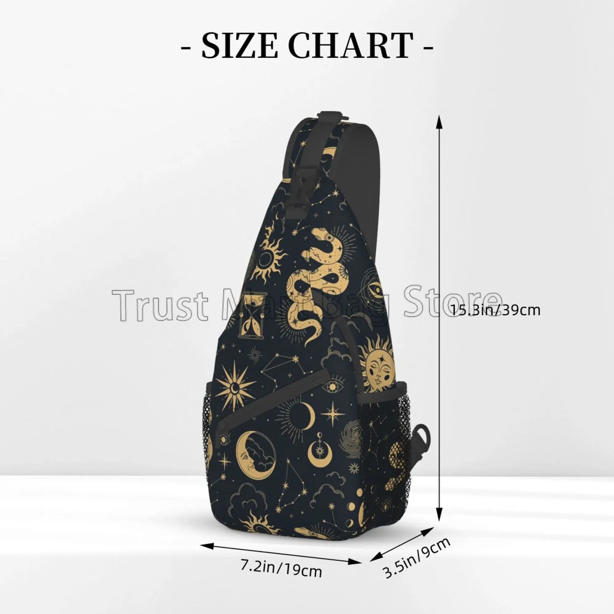 Sun and Moon Retro Sling Bag Astronomy Witch Crossbody Backpack Travel Hiking Daypack for Women Men Casual Chest Shoulder Bags