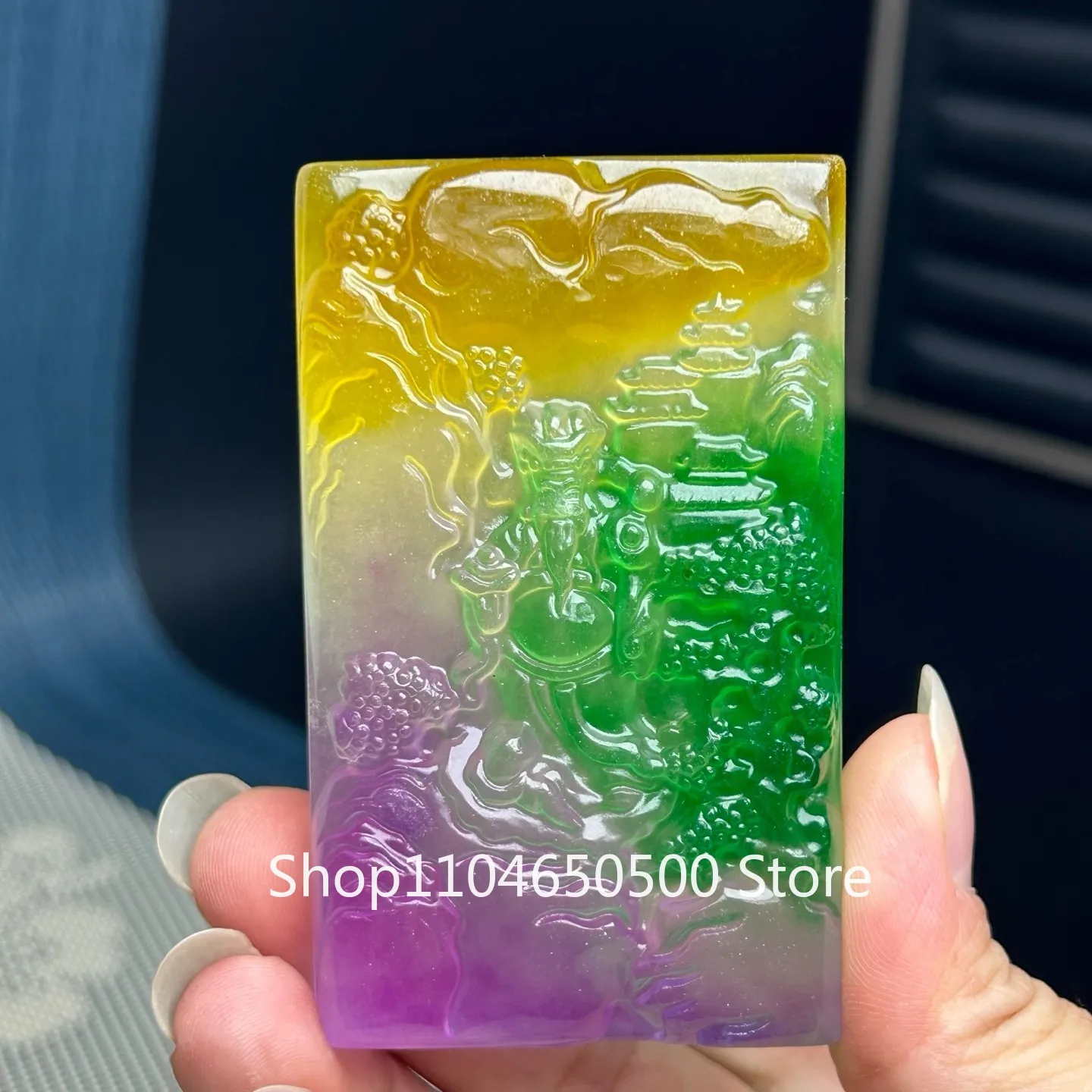 

Certified Natural Ice multicolor Jade Jadeite amulet Pendant & Necklace