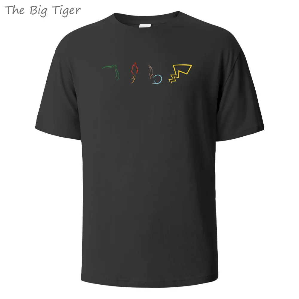 Tail Painting Relaxed Fit Cotton Tshirt For Men Premium Fabric Round Neck Casual Simple Style Men's T-shirt Fashion Tops
