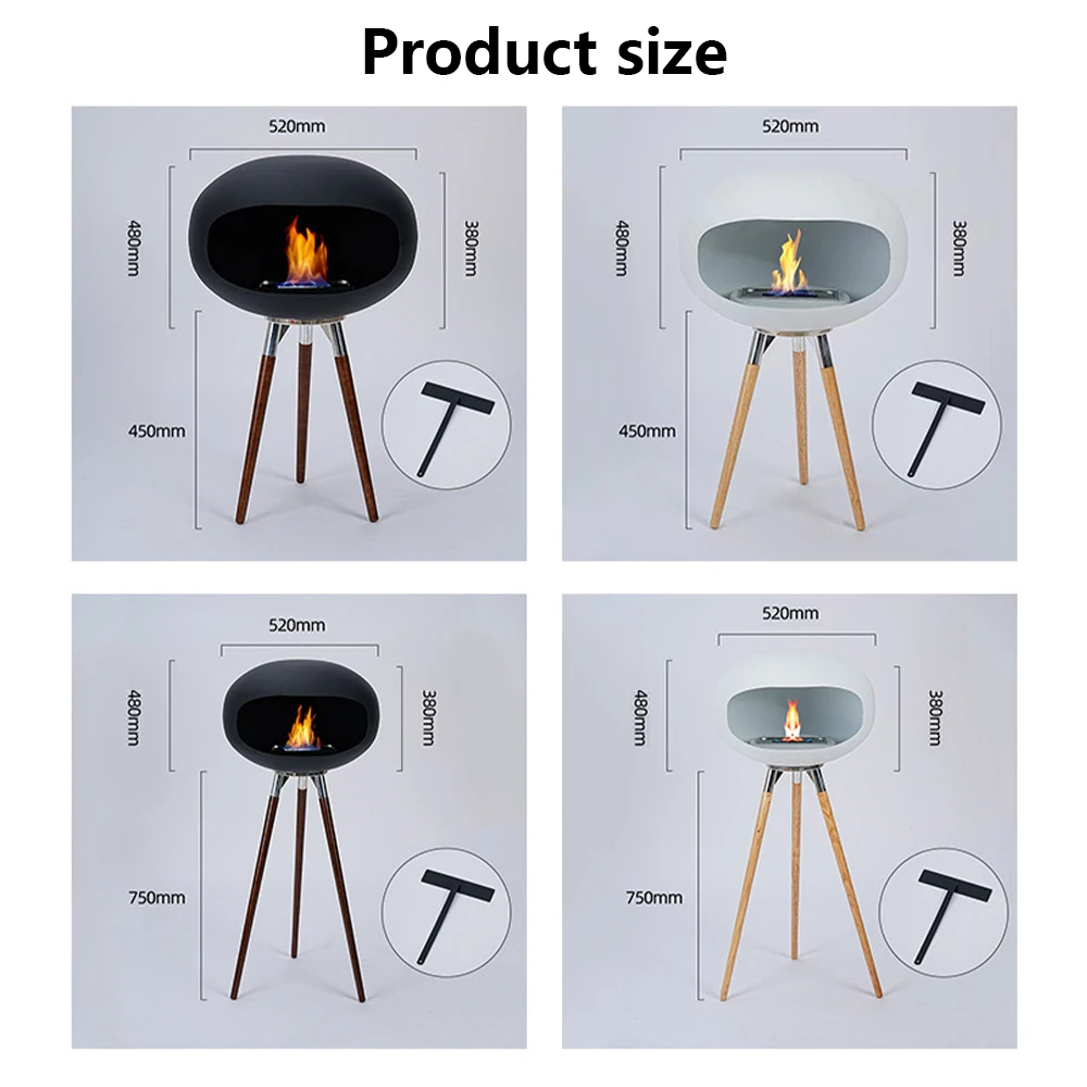 Nordic floor-standing high-foot fireplace real fire stove outdoor indoor decoration high-end atmospheric heating fireplace