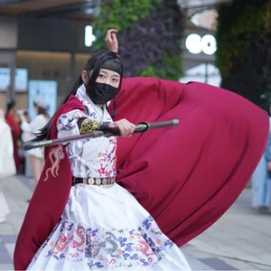 عباءة هانفو الصينية أنثى وذكور هالوين آرتشر تأثيري زي حزب زي هانفو عباءة أحمر وأسود للرجال والنساء أفضل 5 مبيعات Green Archer Cosplay - رقم 6