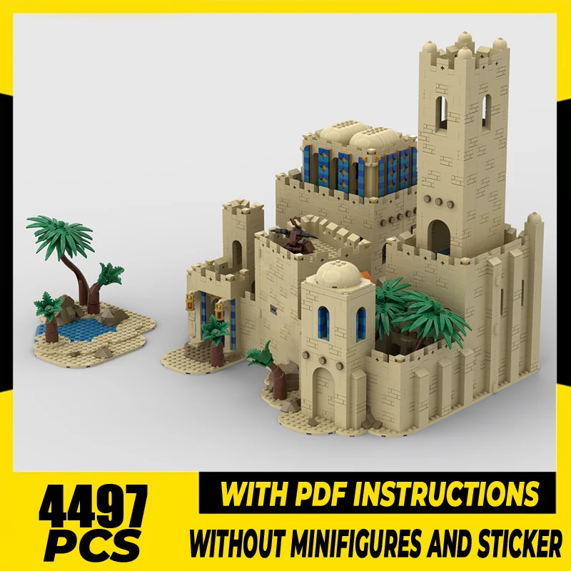 Medieval Castle Model Moc Building Blocks Medieval Oasis Castle Model Technology Brick DIY Assembly Construction Toy Gift