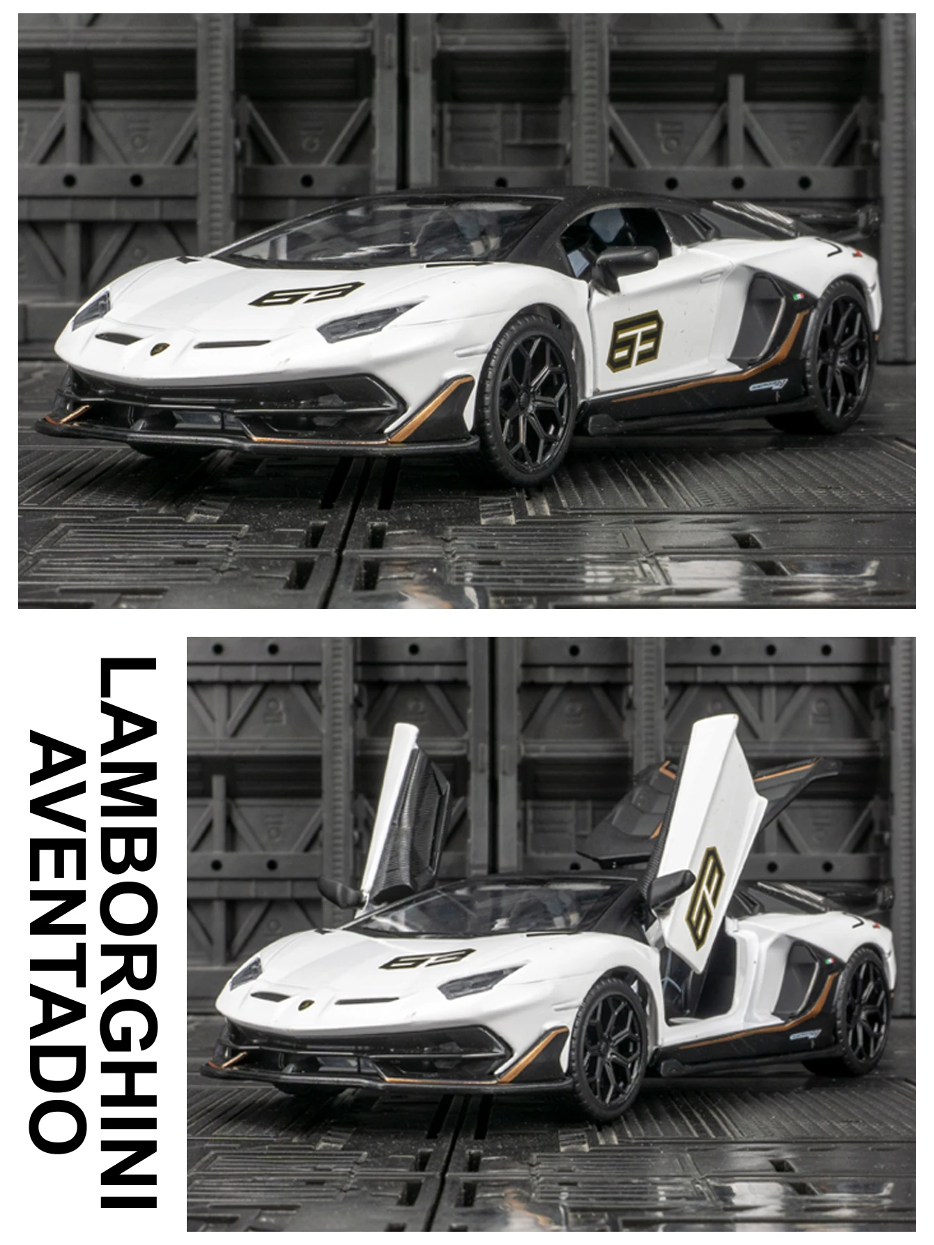 

CCA 1:32 simulation Lamborghini SVJ63 alloy car model rally car doors and trunk can be opened rich details, fine workmanship