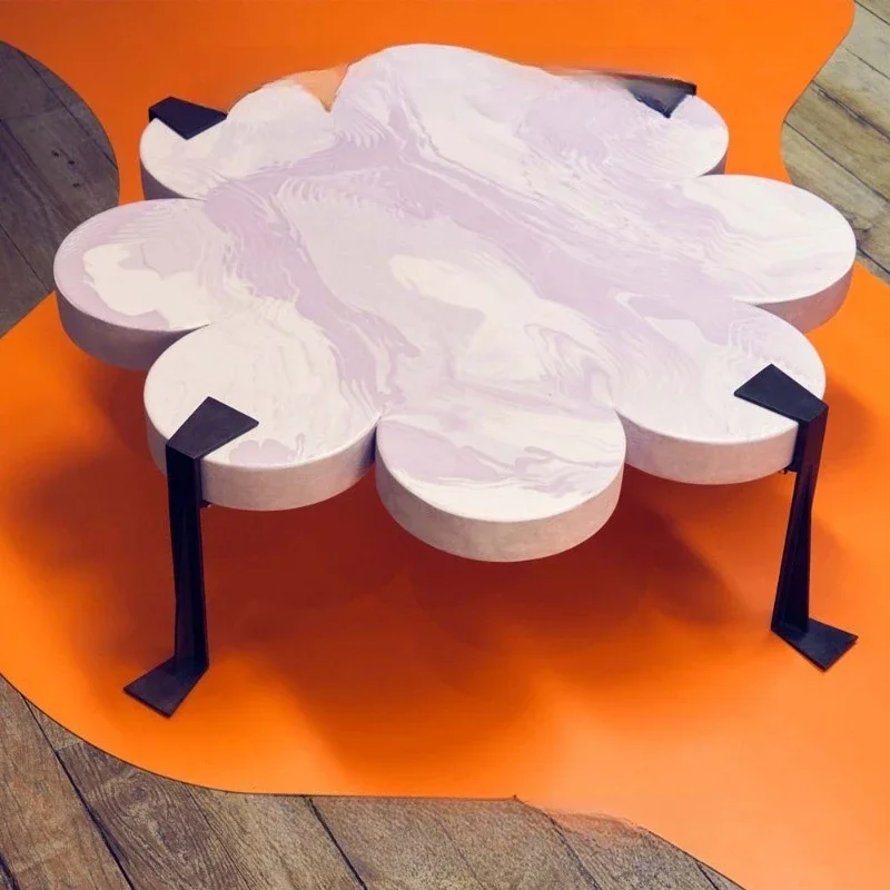 Pink flower resin edge table, sofa table