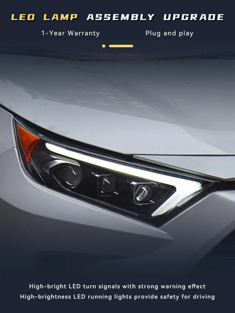 أضواء السيارة لتويوتا RAV4 2020 2021 2022 2023 كامل LED مجموعة مصابيح أمامية ترقية ثنائية البؤرة 3 عدسة DRL زينون اكسسوارات