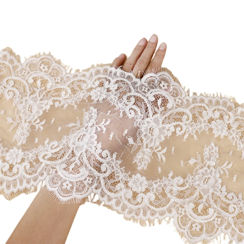 23CM di larghezza nuovo pizzo tridimensionale di fascia alta con bordo Beige, accessori per abiti da sposa fai da te fatti a mano RS4540
