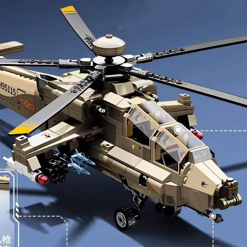 SEMBO Apache & Z-21 Military Helicopter Premium Collectible Assembly Building Model Kit for Military Hobby Enthusiasts
