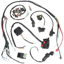 Motorcycle Wiring Harness kit Electrics Wire Loom Assembly For GY6 125cc 150cc ATV / QUAD with 6 coil stator
