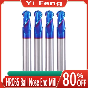 볼 노즈 엔드 밀 HRC65 1-20mm 생크 2 플루트 CNC 라우터 비트 나노 블루 코팅 초경 밀링 커터 금속 도구
