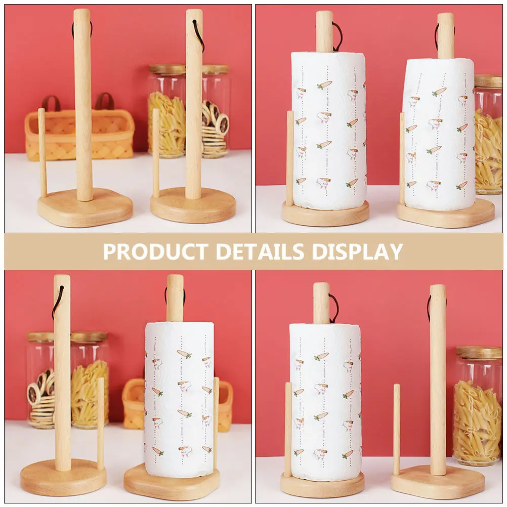 

1Pcs Premium Wood Tissue Holder Upright Roll Paper Storage Rack for Home Office Space Efficient Modern Design Tissue Shelf