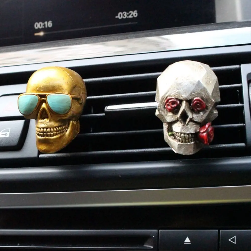 1 Set Wreath Skull Car Perfume Clip Bow Knot Aromatherapy Car Air Freshener Roses Cartoon Car Fragrance Diffuser Auto Decoration