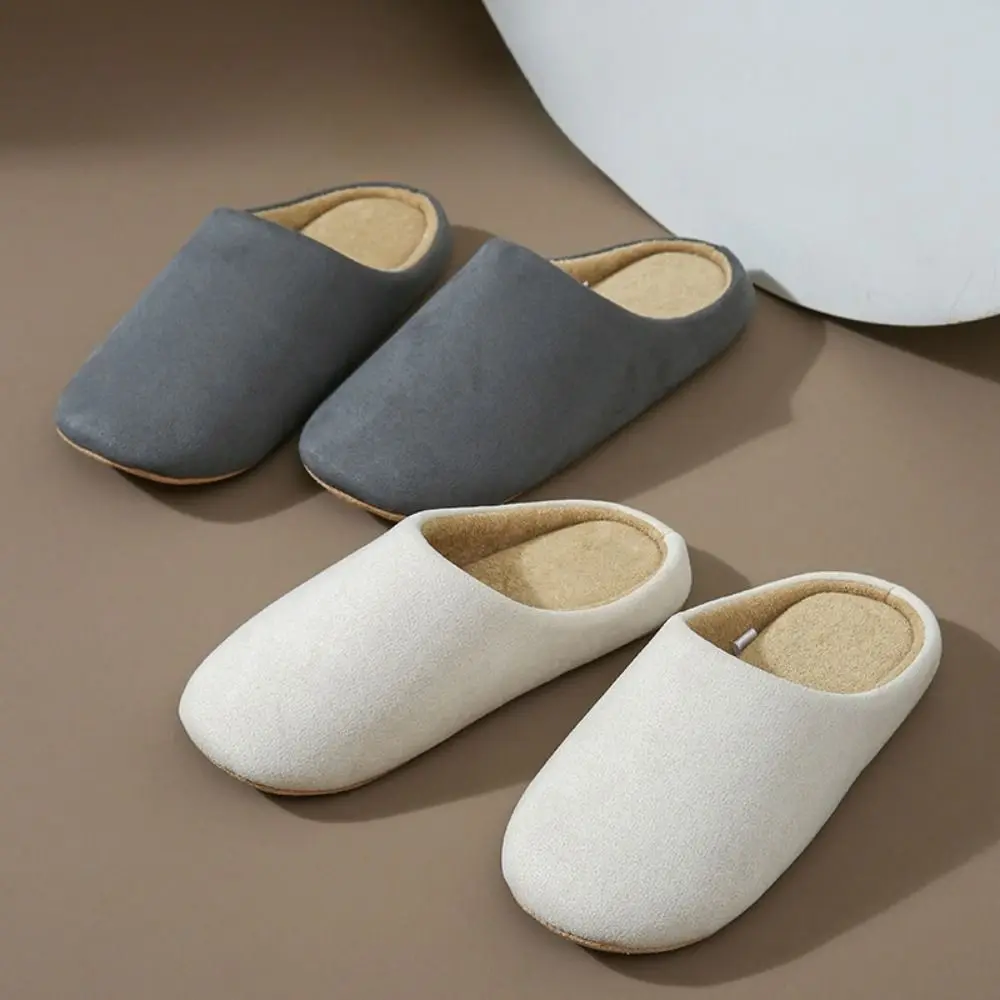 

Comfortable Casual Suede Nap Slippers Soft Sole Anti-slip Closed-toe slippers Flats Simple Silent Slippers indoor