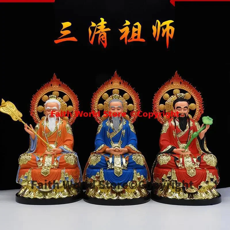 A SET SAN QING DAO ZU 3 Gods Founder Ancestor of Taoism Southeast Asia HOME temple Protector efficacious immortal statue