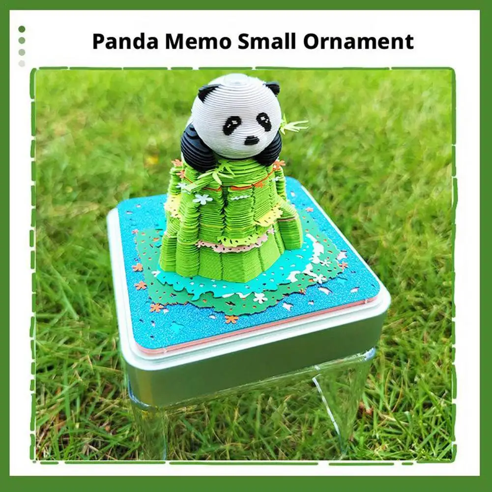 Block 3D Notepad 3D Art Calendar 2025 Panda Memo Pad Kawaii 3D Sticky Note Blocks 3D Note Paper Carving Model Gift