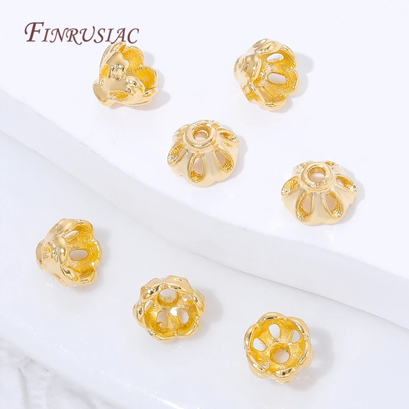 5/10Pcs 18K Gold Plated Flower Spacer Beads,Brass Bead Caps For DIY Bracelet Necklace Jewelry Beading Components image 6