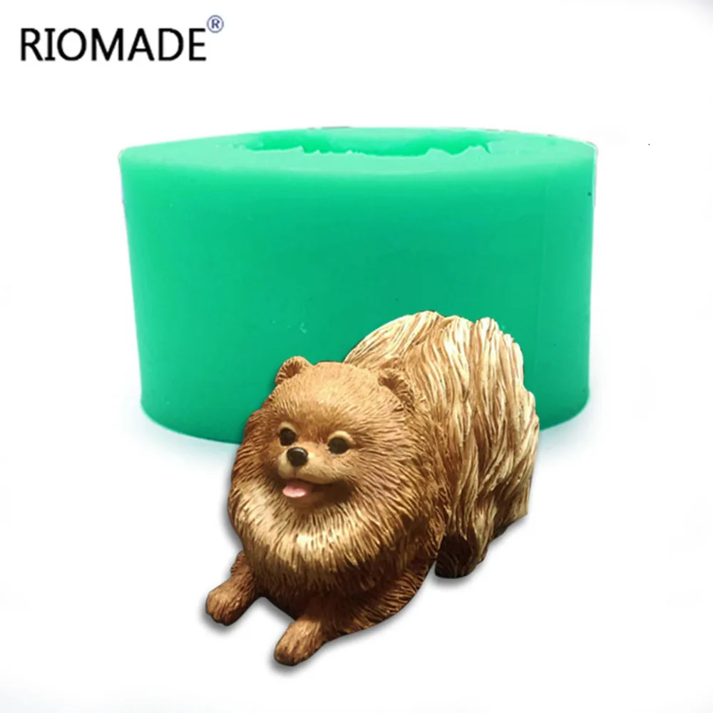 3D Dog Shape Silicone Molds Big Size Chihuahua Pomeranian Shih Tzu Animal Candle Clay Mold For Cake Decorating Tool Baking Mould