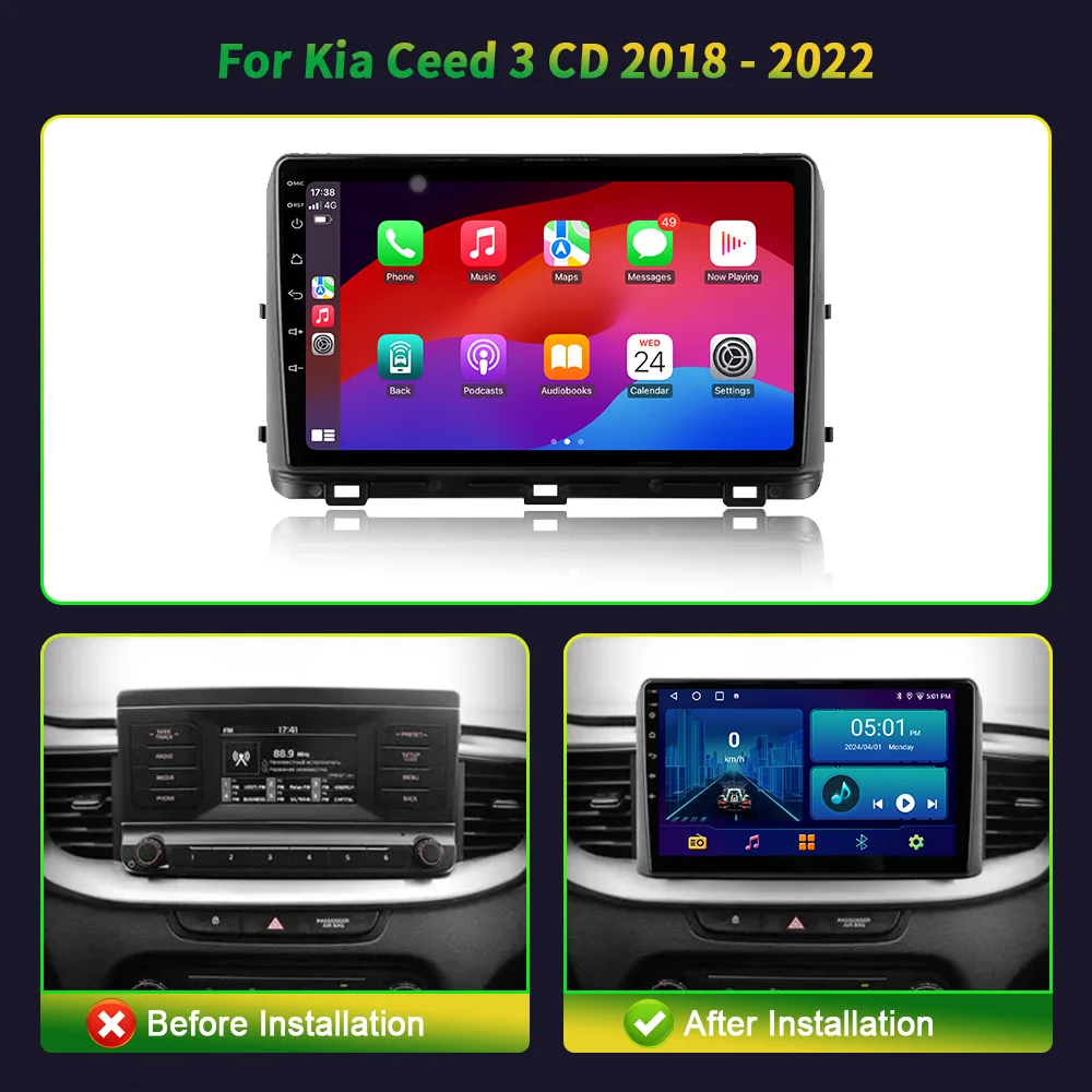 Car Player Android 13 Auto For Kia Ceed 3 CD 2018-2022 Radio Wireless Carplay Stereo Head Unit Multimedia Navigation Screen