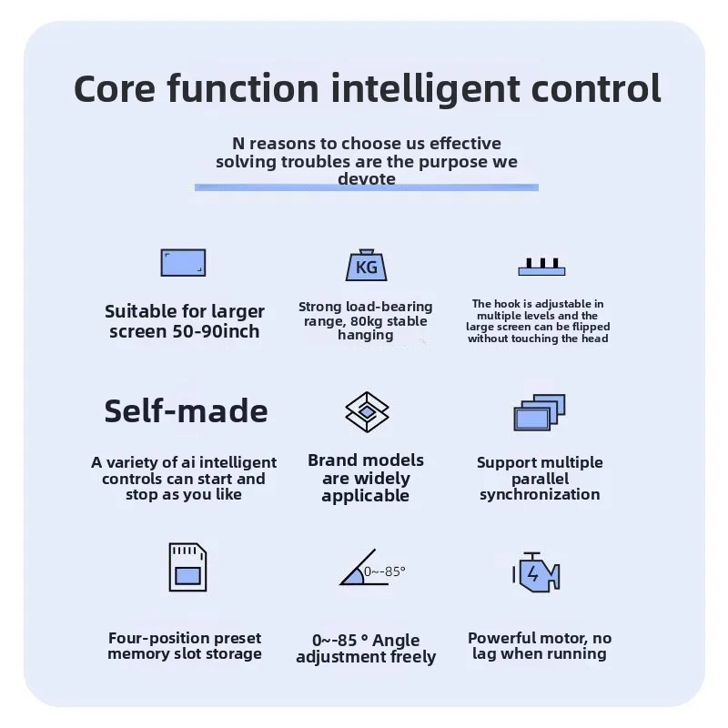 50/65/75/86 بوصة جدار التلفزيون الوجه، رفع كهربائي ذكي التحكم عن بعد