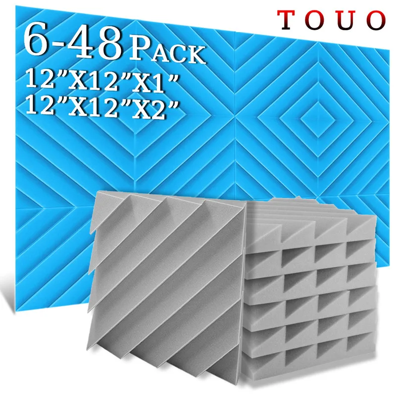 

TOUO Diamond Groove Acoustic Foam 6-48 Pcs Home Studio Sound Absorbing High-Density Soundproof Material Ktv Acoustic Treatmen