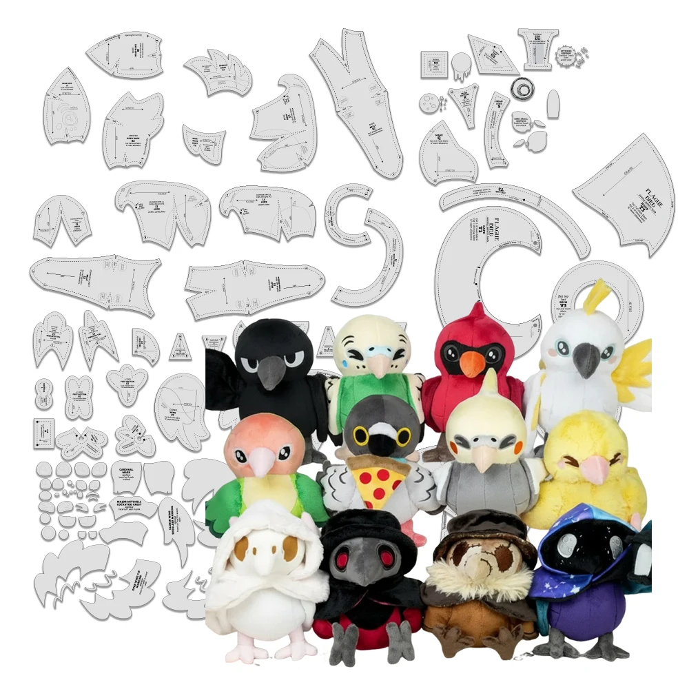 

Whimsical Bird Sewing Pattern Set, 1:1 Scale Durable Kraft Paper Template, Beginner-Friendly