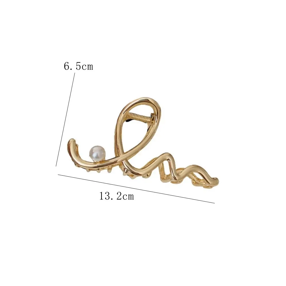 Big Wave Pearl Hair Pin Metal Claw Clip Gold Silver Black For Female Side Back Hair Styling Fashion Accessory Gift Idea Sale view 6