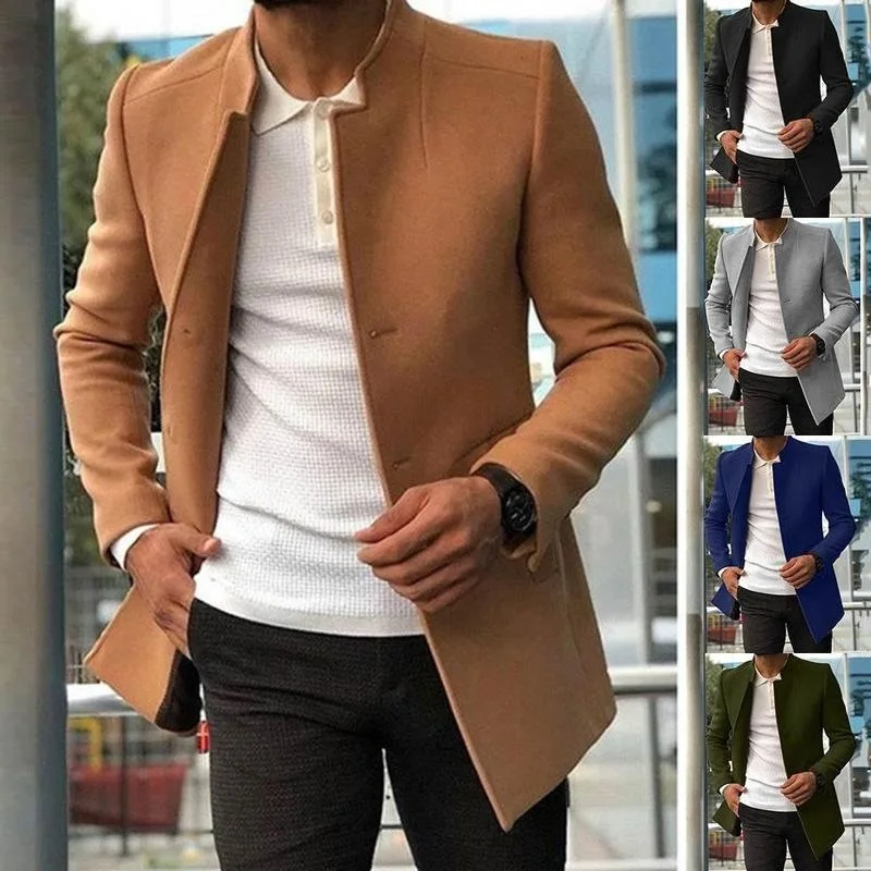 

British Style Slim Wool Coat Casual Suit Jacket Outerwear for Men Spring Season Business Scene 100% Other Material