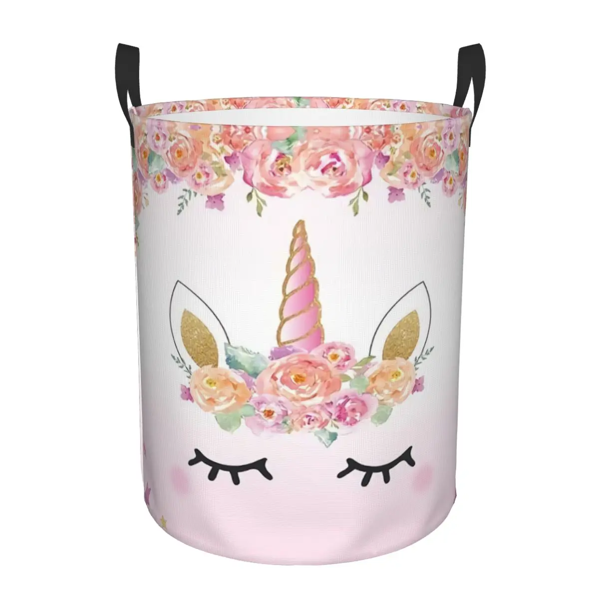 Custom Cute Unicorn Cartoon Pattern Laundry Basket Collapsible Large Capacity Clothes Storage Bin Baby Hamper