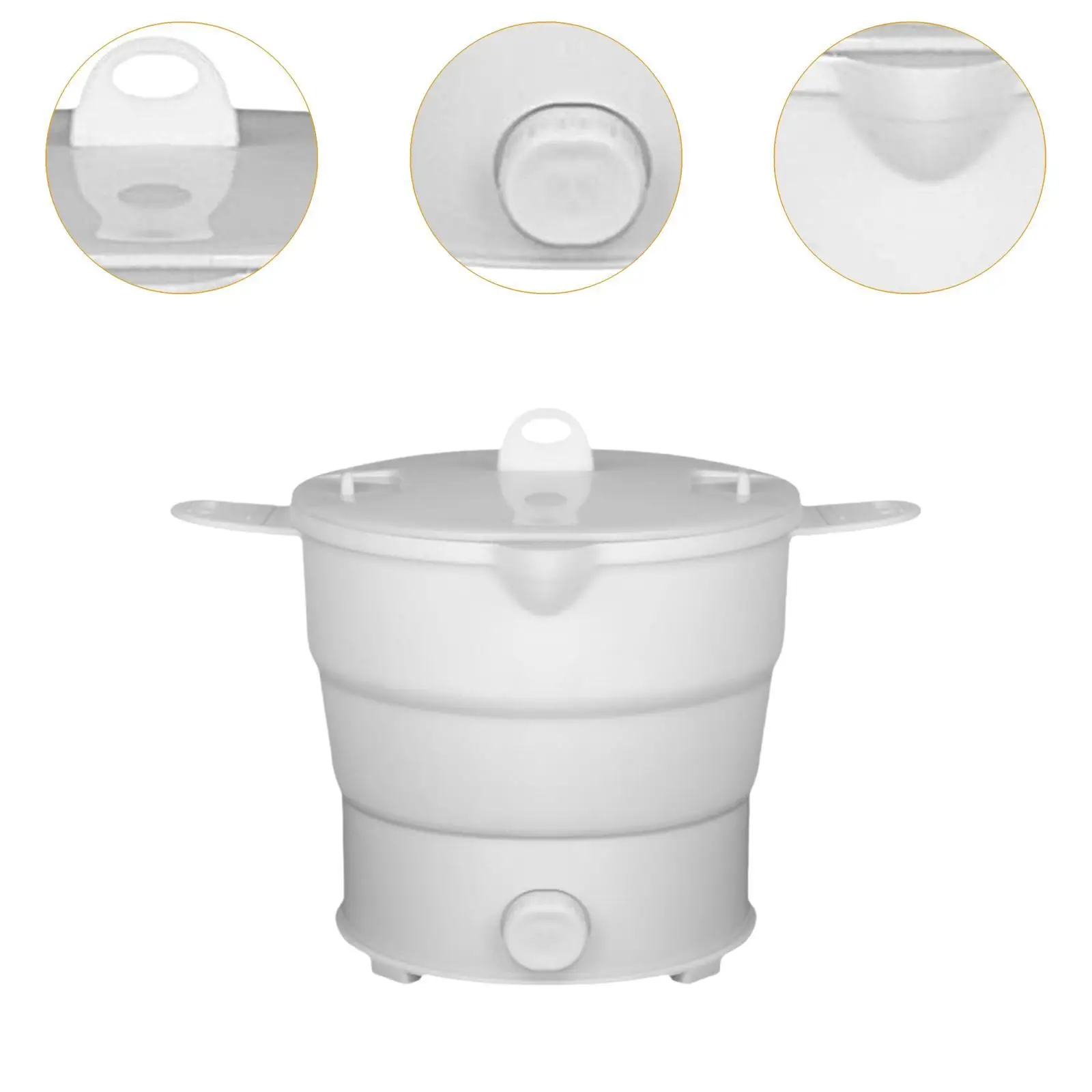 Travel Hot Pot 1.2L with Steamer Electric Kettle Silicone Cookerware Boiling Water Steamer for Dorm Soup Hotel Porridge Kitchen