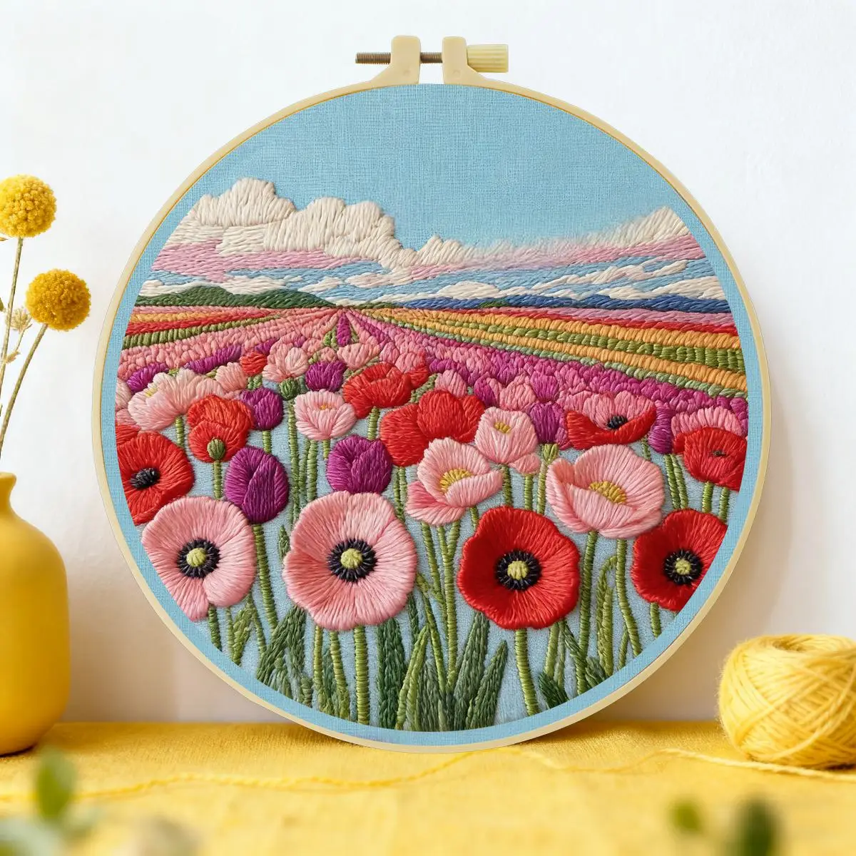 1 Stück 20X20CM/15X15CM 7,87/6,3 Zoll Blumenmeer Stickerei Starter-Kit DIY-Kit DIY-Stickerei-Set Handarbeiten Nadelkunst – Detail 4
