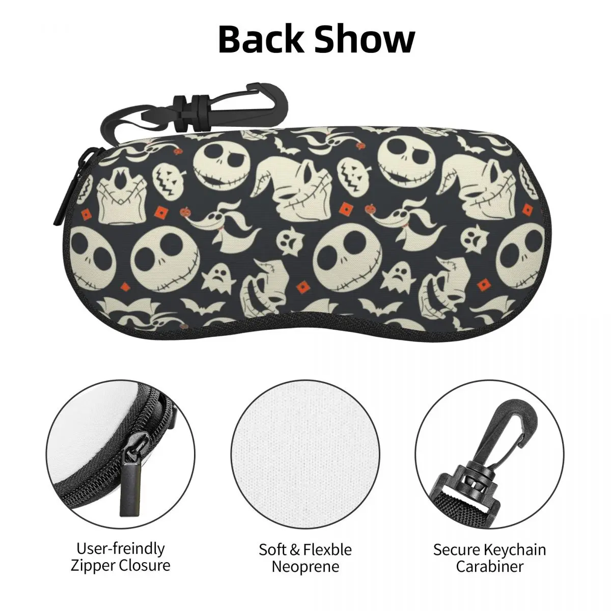 Custom Jack Skellington Shell Eyeglasses Protector Cases Women Men Sunglass Case The Nightmare Before Christmas Glasses Pouch