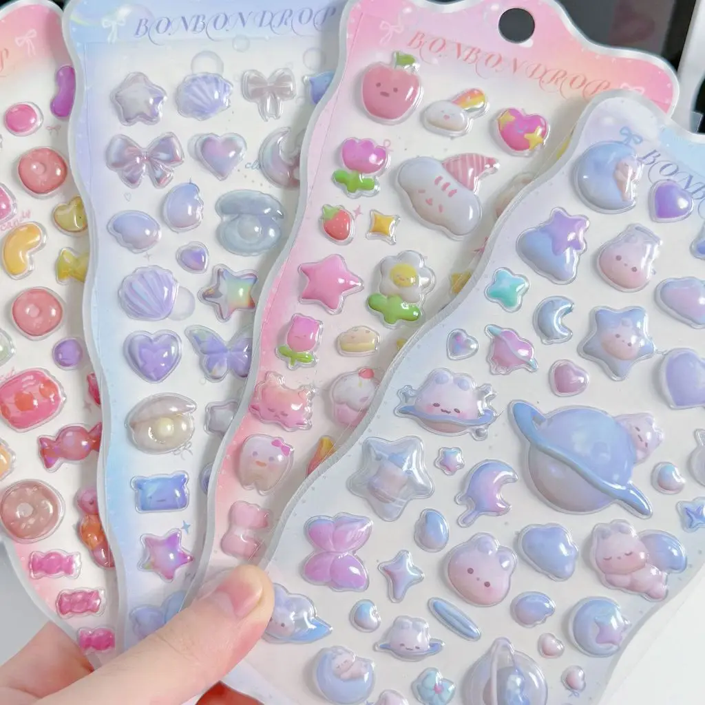 الكرتون ثلاثية الأبعاد الإغاثة متعة ملصقات 4 قطع لطيف ملصقات الزخرفية للماء للأطفال DIY بها بنفسك الديكور BulingBulingStickers Store