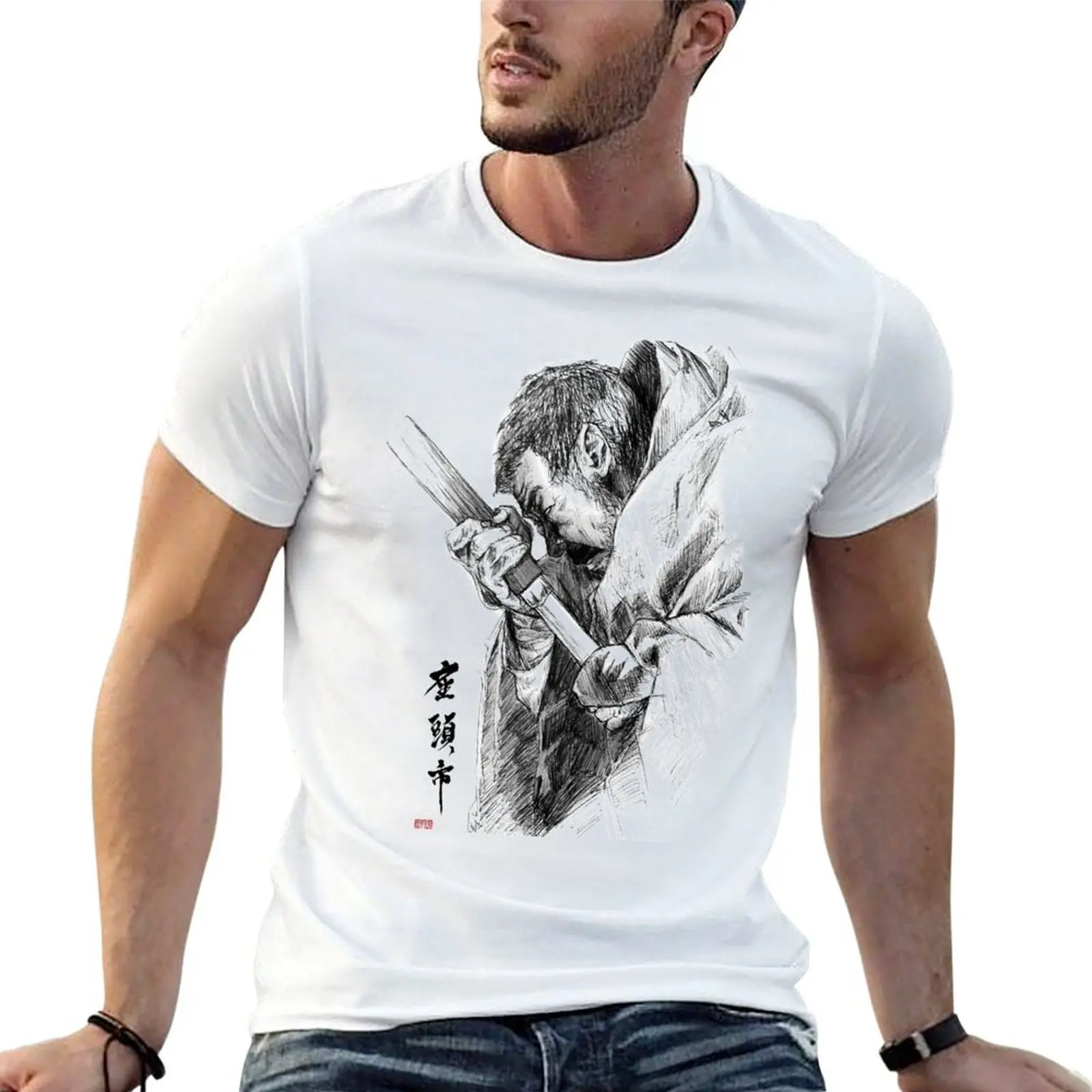 Zatoichi Drawing Blade T-Shirt anime t shirts oversize t shirt man luxury man t shirts graphic T-shirt