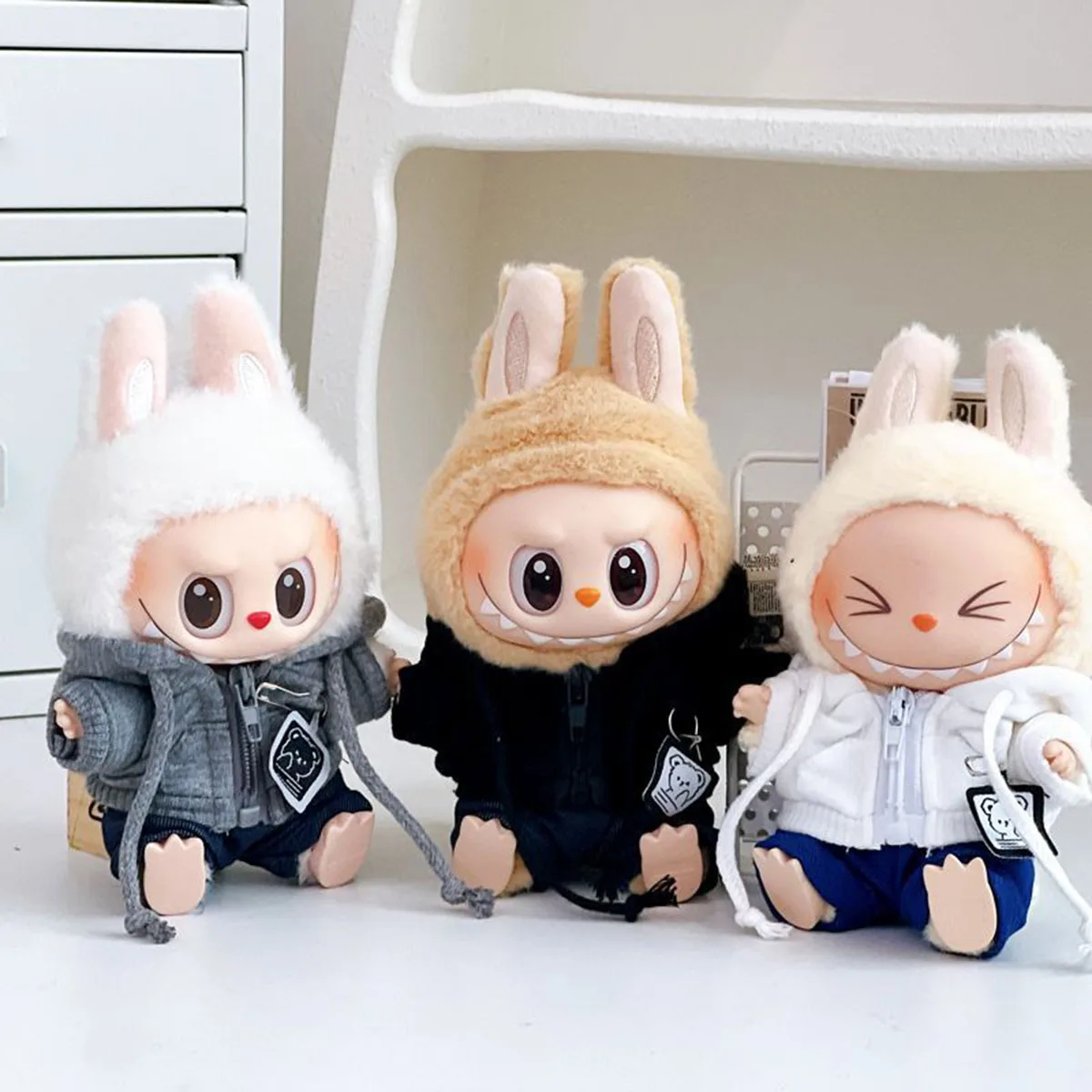 Cute Mini Plush Doll'S Clothes for Labubu Idol Dolls DIY Accessories Gifts Bear Hoodie Set
