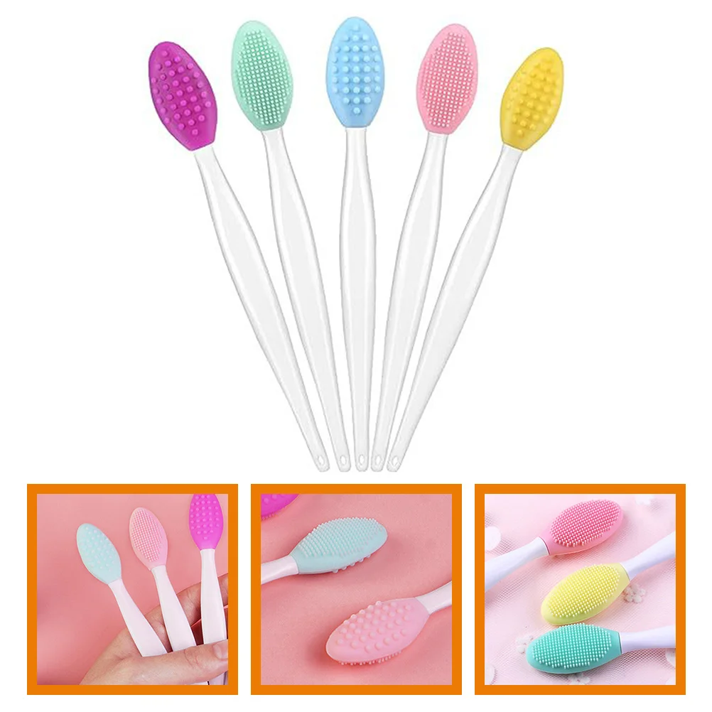 

5 Pcs Double-sided Lip Brush Scrub Exfoliator Frosted Exfoliating Exfoliate Silica Gel Scrubber Tool