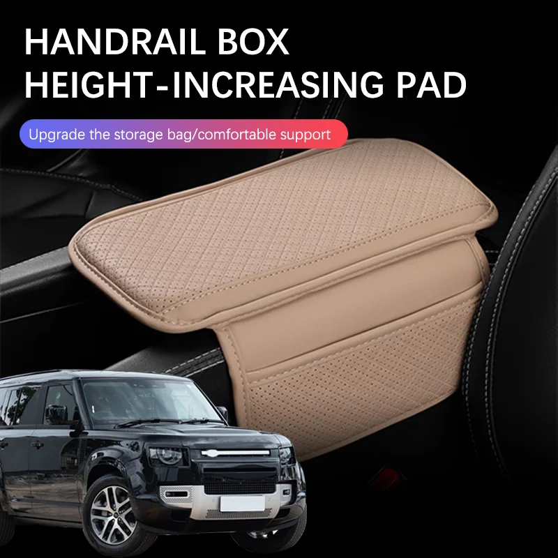 

Leather Car Armrest Mat Organizer Center Console Auto Armrests Storage Bag Car Accessories For Land Rover Defender 90 110 130