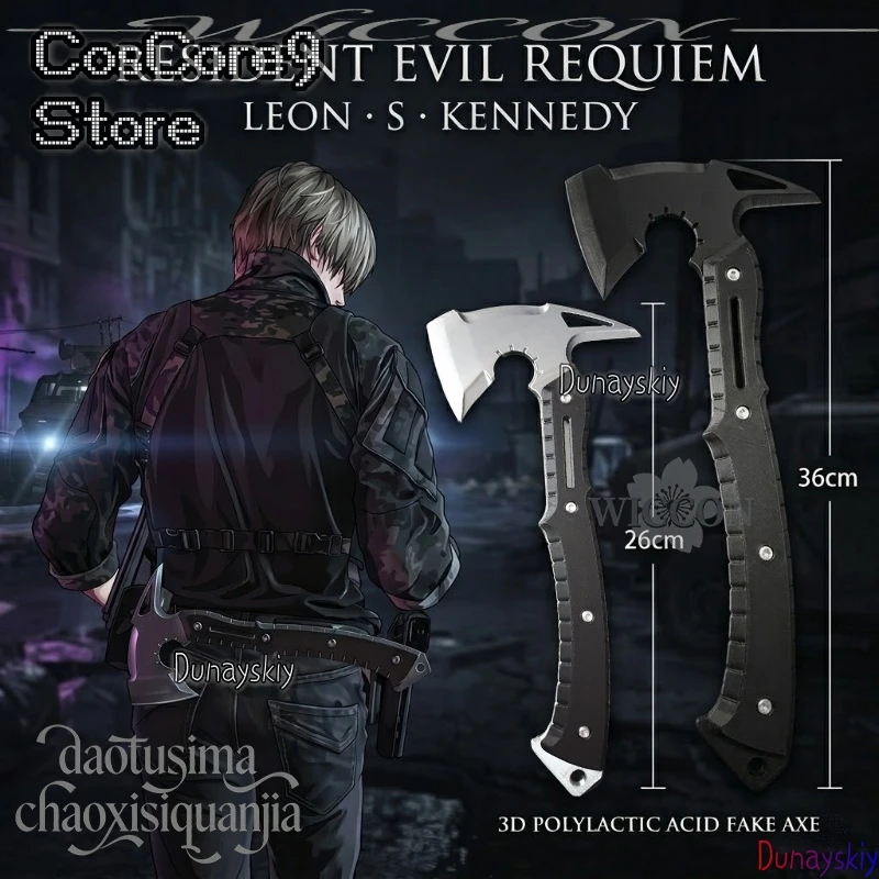 Accesorios de Cosplay del Juego de Terror RE9 de Leonon, Hacha Táctica Falsa, Accesorios de Ácido Poliláctico 3D, Material de PVC Preciso, Impresión 3D