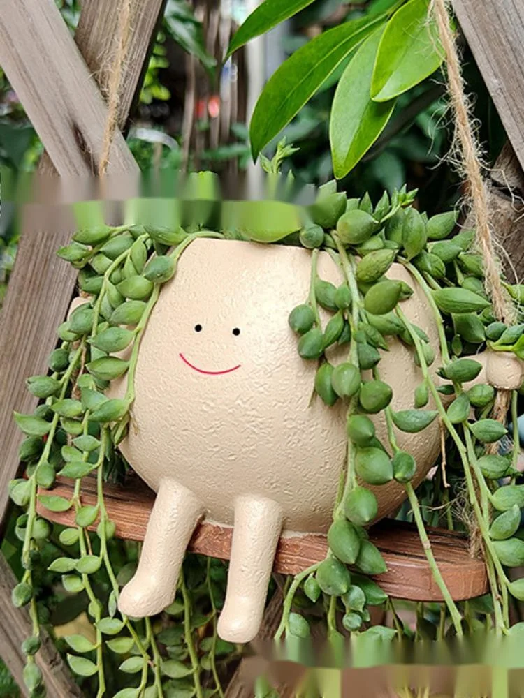 Succulent Flower Pot Cute Smiley Face Creative Small Swing Flower Pot Internet Celebrity Personality Resin Flower Pot Ornament