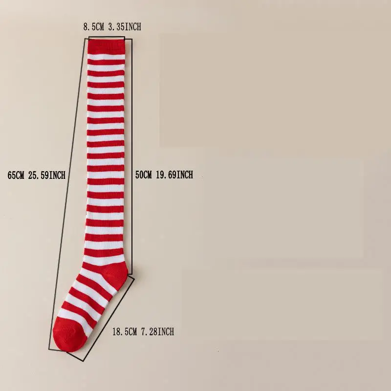1 Pair Of Stylish Knee Length Jk Socks Ladies Striped Socks High Socks Girls Thigh Socks Multi-color Striped Cute Socks