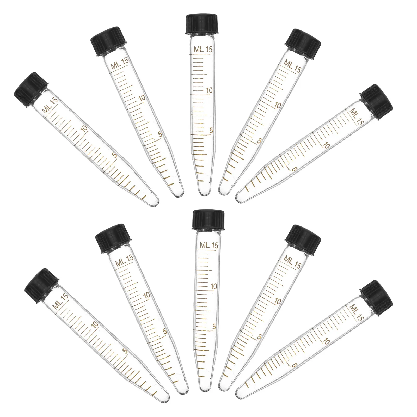 10Pcs 15Ml Lab Centrifuge Tubes with Large Unerasable White Marking Area Chemical Resistant Graduations Ideal for Molecular
